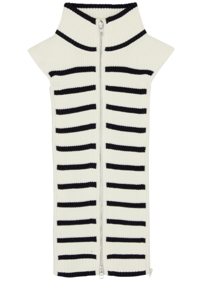 Veronica Beard Tempest Stripe-intarsia Knitted Dickey In Off White