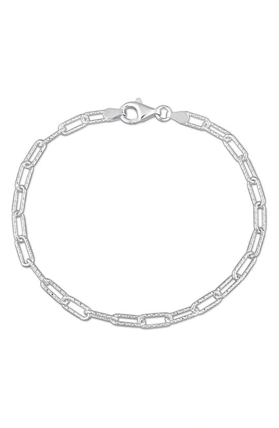 Delmar Fancy Paper Clip Chain Bracelet In Silver