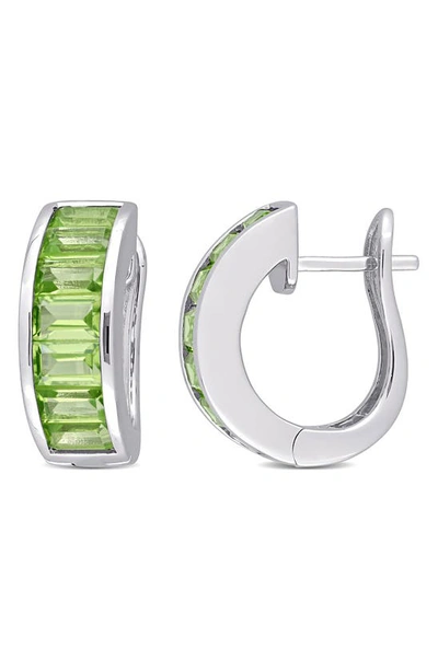Delmar Peridot Huggie Hoop Earrings In Green