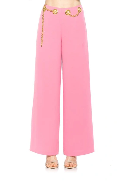 Alexia Admor Cassie Grommet High Waist Wide Leg Pants In Pink