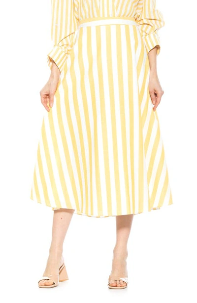 Alexia Admor Brilyn Stripe A-line Linen Skirt In Yellow Stripe