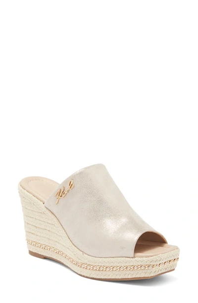 Karl Lagerfeld Corissa Wedge Peep Toe Mule In Ecru/ Beige