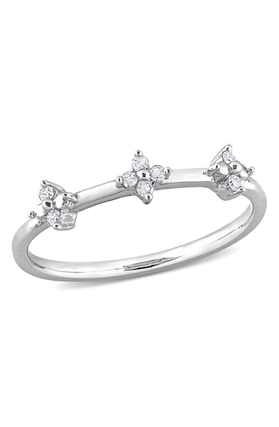 Delmar Floral Diamond Promise Ring In Silver