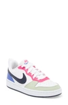 Nike Kids' Court Borough Low Top Sneaker In White/ Obsidian/ Fierce Pink