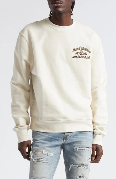 Amiri Motors Embroidered Cotton French Terry Sweatshirt In Alabaster