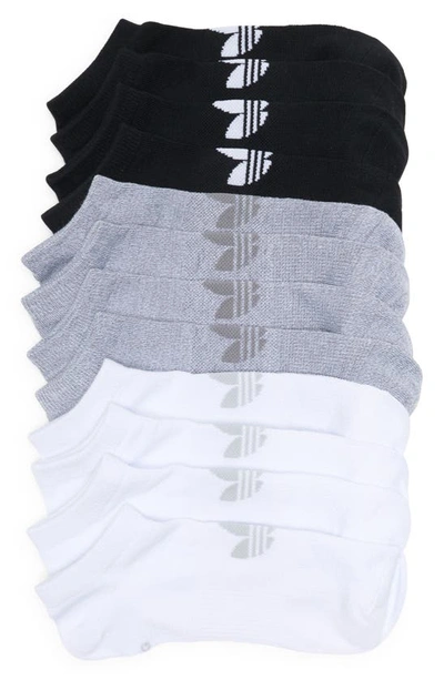 Adidas Originals Assorted 3-pack Trefoil No-show Socks In Black/ White/ Grey