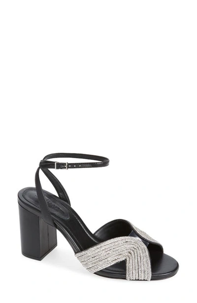 Schutz Nellie Ankle Strap Sandal In Cristal/ Transparente/ Black