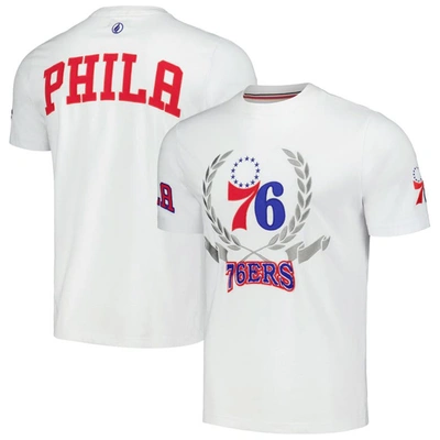 Fisll Unisex  White Philadelphia 76ers Heritage Crest T-shirt