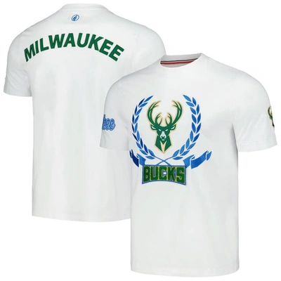 Fisll Unisex  White Milwaukee Bucks Heritage Crest T-shirt