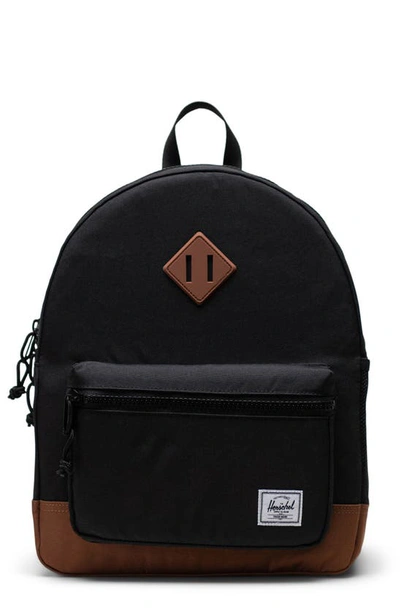 Herschel Supply Co Kids' Heritage Youth Backpack In Black / Saddle Brown