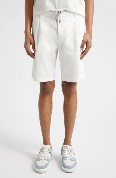 Eleventy Stretch Cotton Bermuda Shorts In White