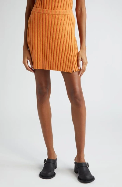 Eckhaus Latta Keyboard Linen & Cotton Rib Sweater Miniskirt In Turmeric