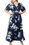 Kiyonna Vienna Maxi Dress In Navy Floral Print