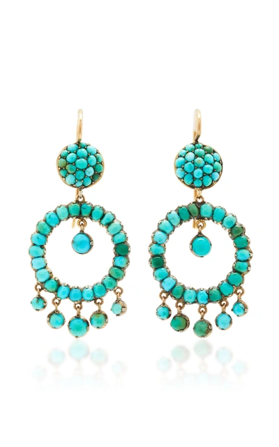 Vela One-of-a-kind Victorian Turquoise Pave Earrings In Blue