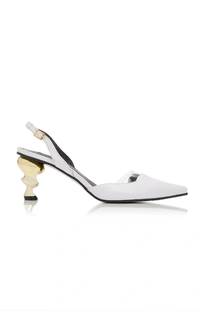 Yuul Yie Lissom Pvc-trimmed Leather Slingback Pumps In White