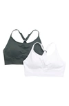 Marika Mary Jane 2-pack Sports Bras In Urban Chic/ White