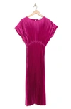 open lace back dress Forest Green Pleated Satin Smocked Bodice Midi Dress – PinkBlush main image 0