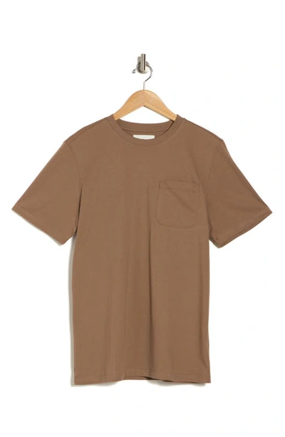 Create Unison Organic Cotton Pocket T-shirt In Dark Tan