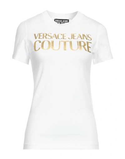 Versace Jeans Couture Woman T-shirt White Size L Cotton, Elastane