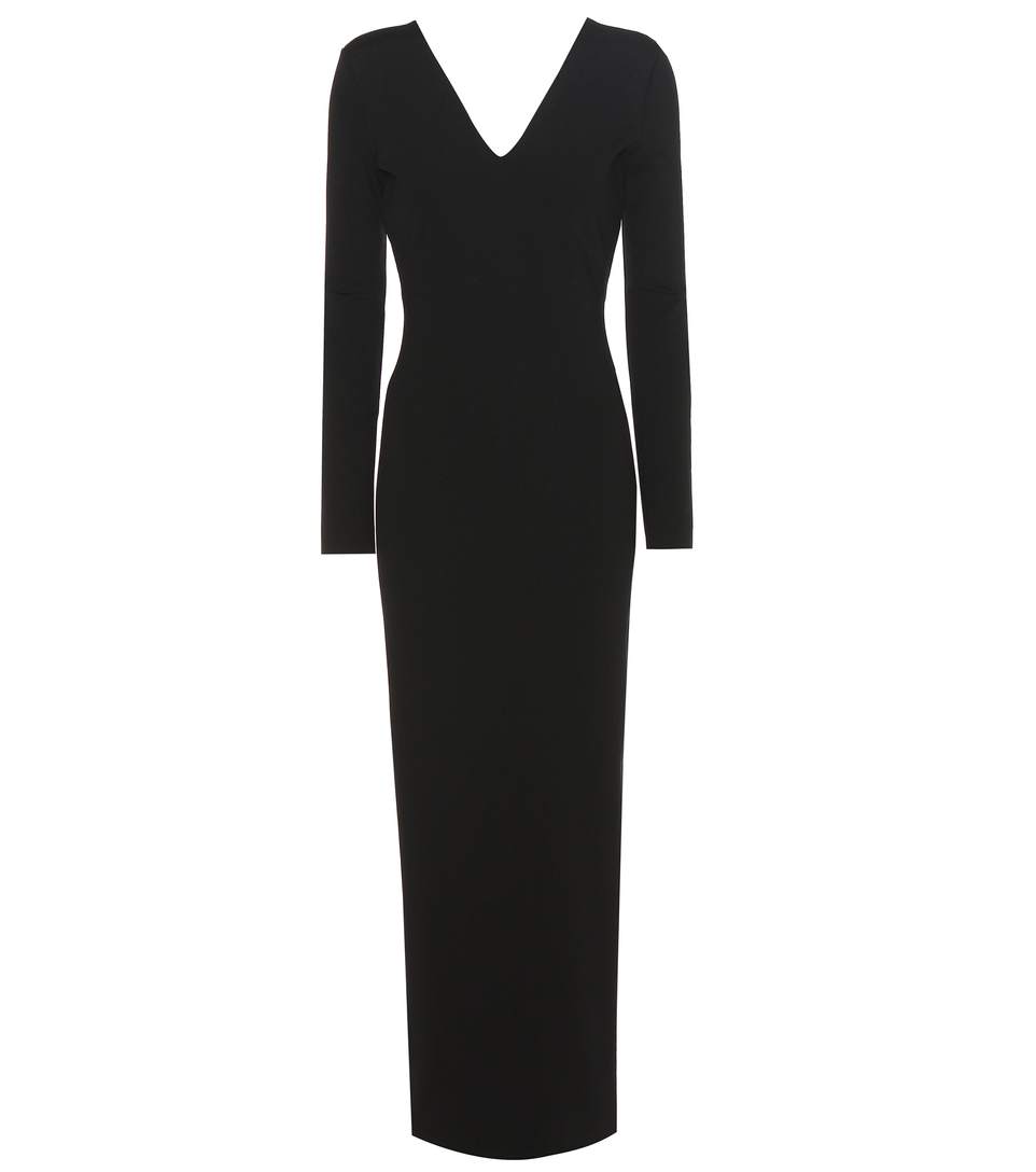 The Row 'thelma' Scuba Jersey V-neck Dress In Llack | ModeSens