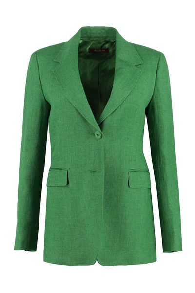 Max Mara Studio Woman Blazer Light Green Size 8 Linen