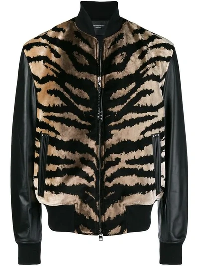 Alexander Mcqueen Zebra Bomber Jacket In Brown