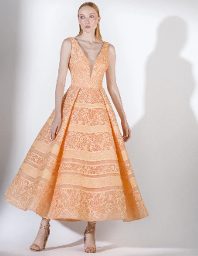 Saiid Kobeisy Sk By  Sleeveless Mid Length Gown In Orange Pop