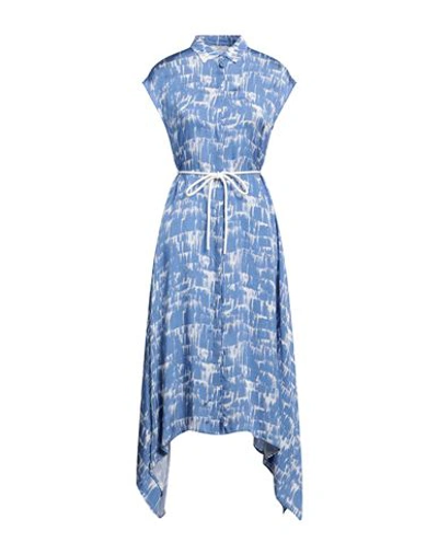 Peserico Woman Midi Dress Blue Size 10 Viscose, Cupro