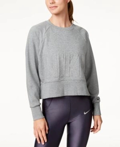 Nike Versa Embossed Cropped Training Sweatshirt In Carbon