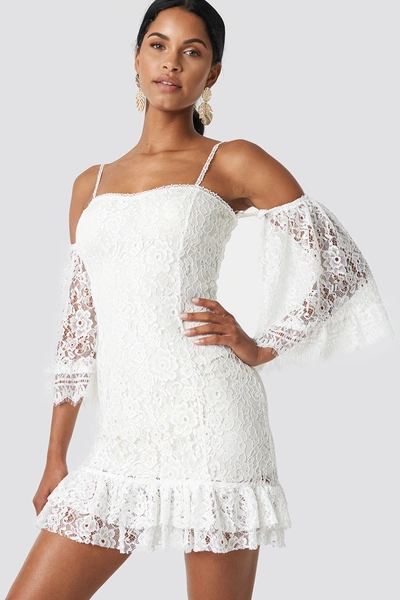 Trendyol Ruffle Bottom Lace Dress - White