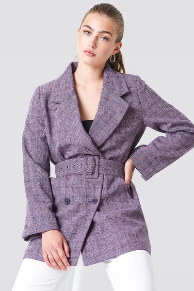Na-kd Double Breasted Belted Jacket - Purple