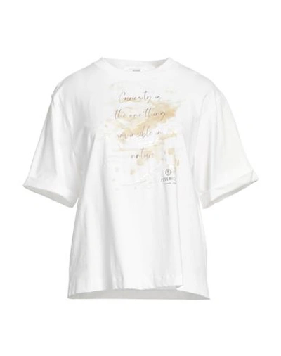 Peserico Woman T-shirt White Size 14 Cotton, Elastane