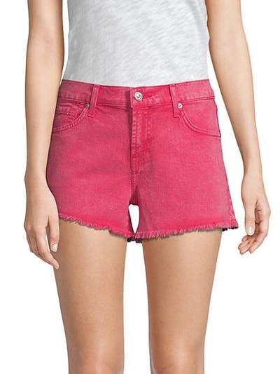 7 For All Mankind Cut-off Denim Shorts In Raspberry Sorbet