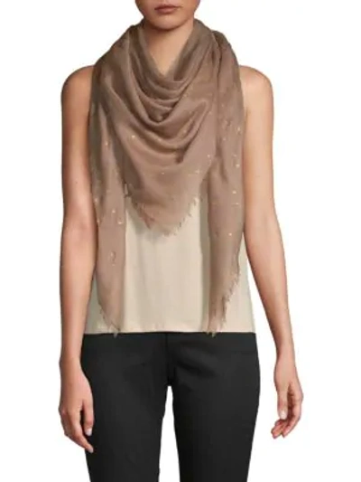 Valentino Metallic Dot Frayed Scarf In Carne