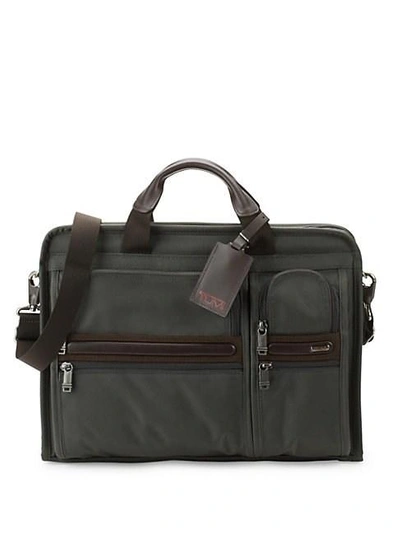 Tumi Compact Large Laptop Briefcase In Grey Brown
