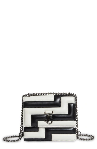 Jimmy Choo Avenue Quad Quilted Leather Shoulder Bag In Blk/lat/ Silver