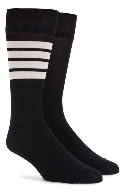 Thom Browne Stripe Crew Socks In Navy