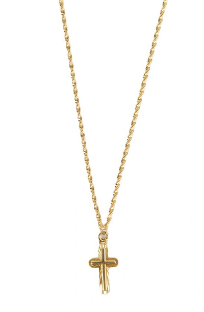 Argento Vivo Diamond Cut Cross Pendant Necklace In Gold