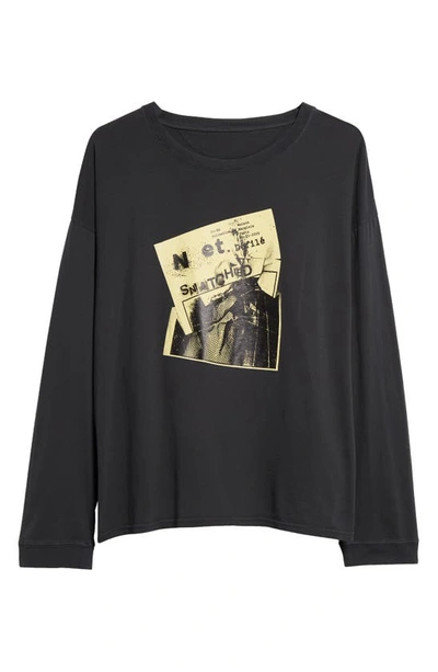 Maison Margiela Snatched Scoop Neck Long Sleeve Cotton Graphic T-shirt In 861 Anthracite