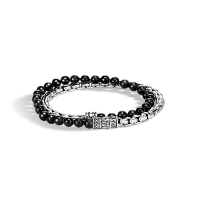 John Hardy Beaded Hybrid Wrap Bracelet In Treated Black Onyx