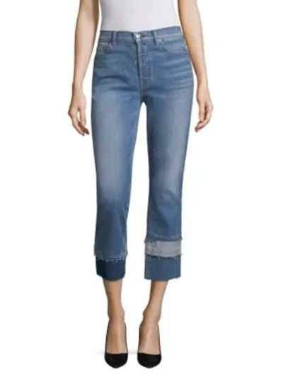 7 For All Mankind Edie Patchwork Crop Jeans In Vintage Blue