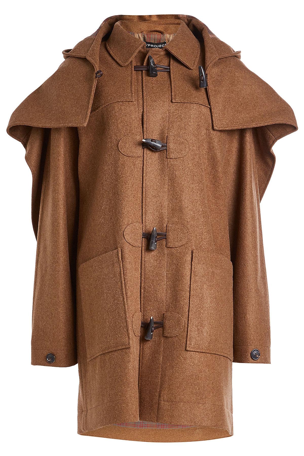 Y/project Layered Wool Duffle Coat In Brown | ModeSens