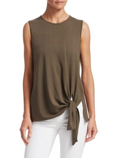 Theory Serah Knot Tank Top In Faded Army