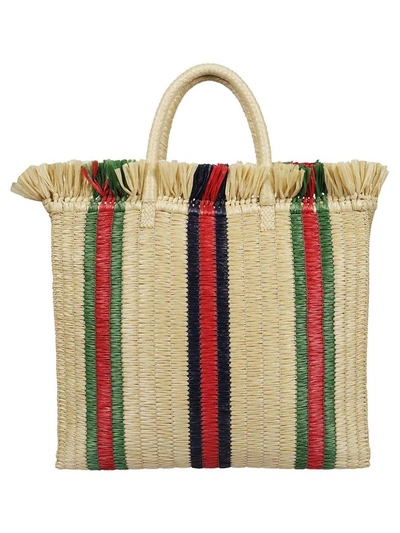 Gucci Straw Shopper Bag In Natural Multi