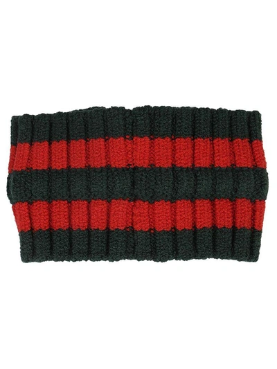 Gucci Striped Pattern Headband In Green Red