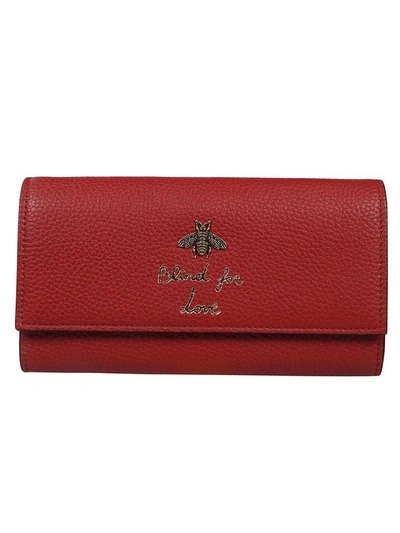 Gucci Animalier Continental Wallet In Red