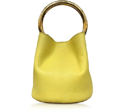 Marni Pannier Leather Bucket Bag In Citrus|giallo