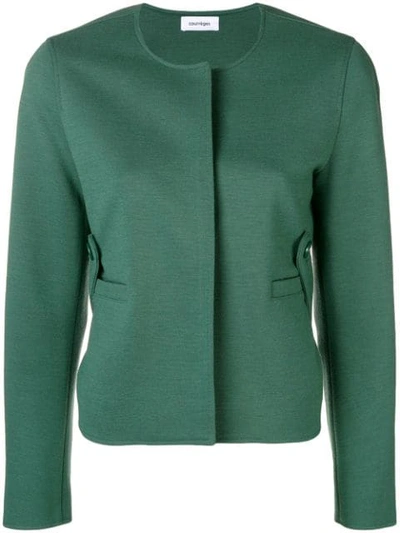 Courrèges Fitted Cropped Jacket In Green
