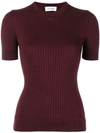 Courrèges Rib Knit Fitted Top - Red