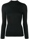 Courrèges High Neck Fitted Sweater In Black